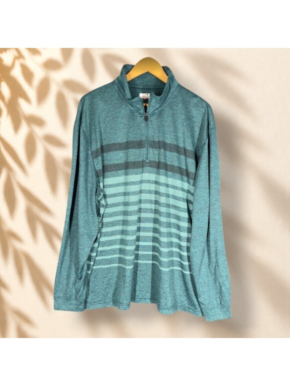 Grand Slam Sweater Men 2XL Blue Striped Collared Knit Zipper Long Sleeve Soft